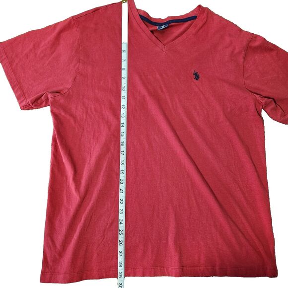 U.S. Polo Assn. Men's Solid V-Neck Short Sleeve T-Shirt Size XL Red - Picture 7 of 9